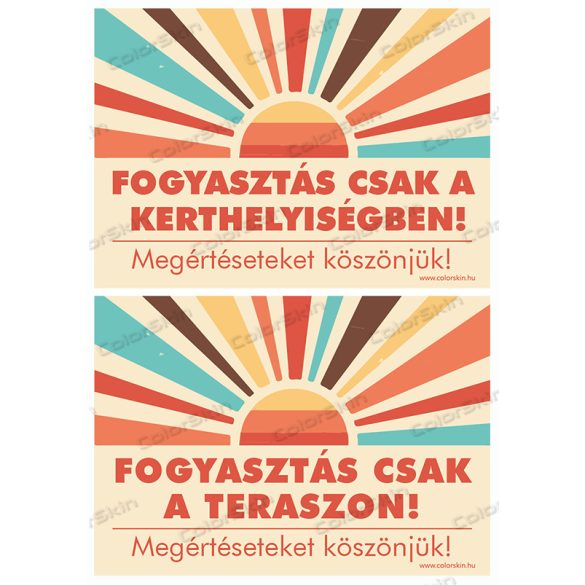 Fogyasztás csak a teraszon/kerthelyiségben! - fekvő matrica