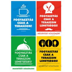   Fogyasztás csak a teraszon! - álló matrica 4 féle mintával