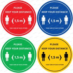    „Tarts távolságot!” padlómatrica angol nyelven - Please keep your distance!