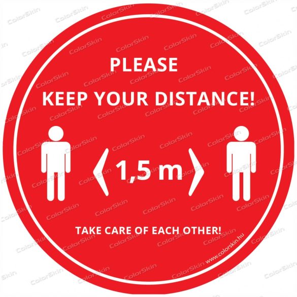  „Tarts távolságot!” padlómatrica angol nyelven - Please keep your distance!