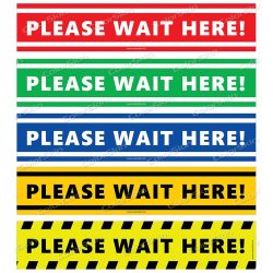   Téglalap alakú padlómatrica - „Kérjük itt várakozzon” angol nyelven - Please wait here! 