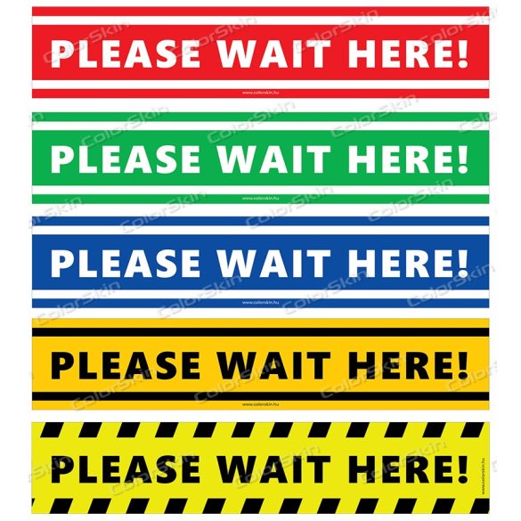 Téglalap alakú padlómatrica - „Kérjük itt várakozzon” angol nyelven - Please wait here! 