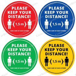    „Tarts távolságot!” padlómatrica angol nyelven - Please keep your distance! v2