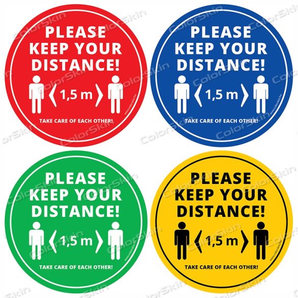  „Tarts távolságot!” padlómatrica angol nyelven - Please keep your distance! v2