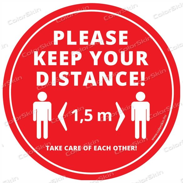  „Tarts távolságot!” padlómatrica angol nyelven - Please keep your distance! v2