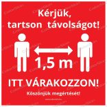Négyzet alakú padlómatrica - „Tarts távolságot!”