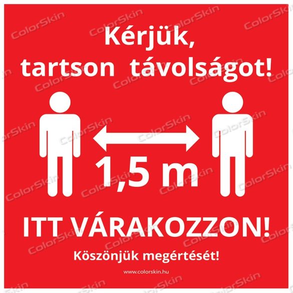 Négyzet alakú padlómatrica - „Tarts távolságot!”