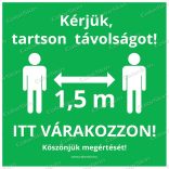 Négyzet alakú padlómatrica - „Tarts távolságot!”